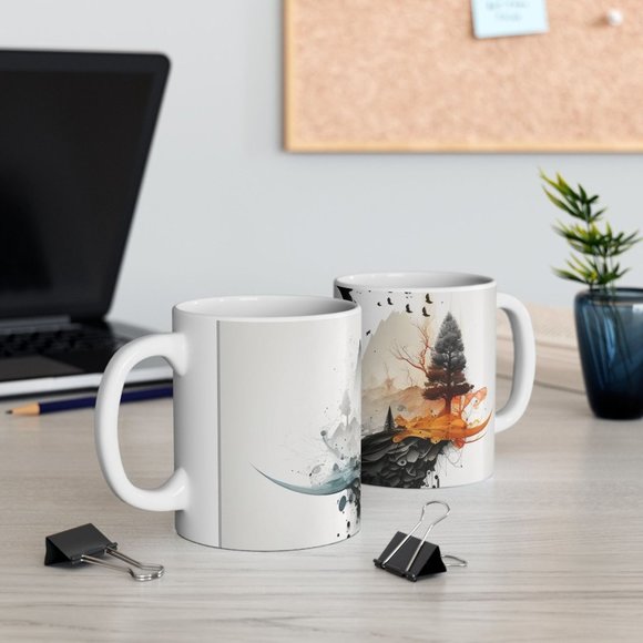 Modern Design Ceramic Coffee Mug - Enjoy Your Favorite Beverages 11 oz - Picture 7 of 10